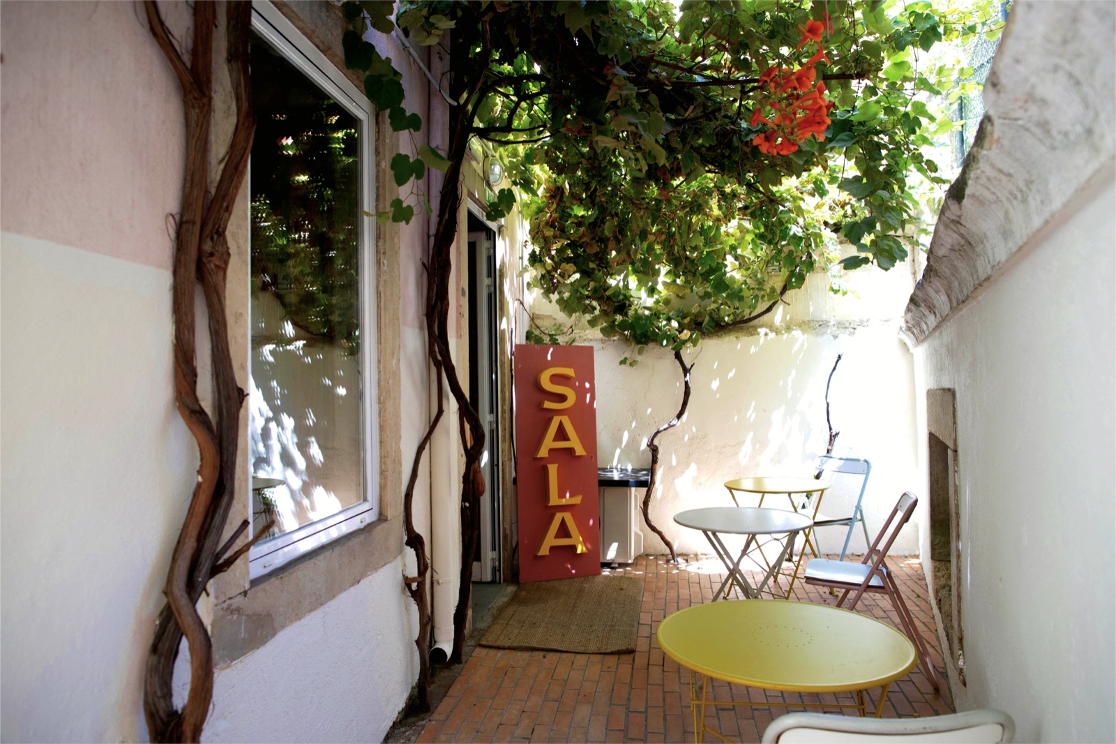 The patio of A SALA wellness hub in São Bento, Lisbon